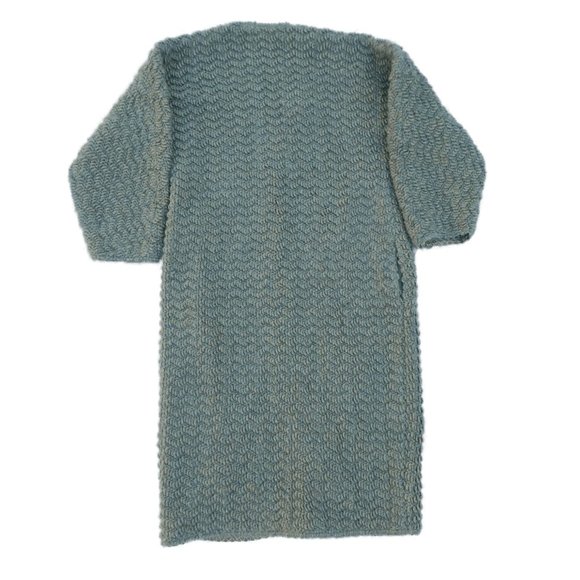 Vintage Boucle Wool Duster Jacket Pockets Open Front Lined Embellished Beige 6 - Picture 5 of 15